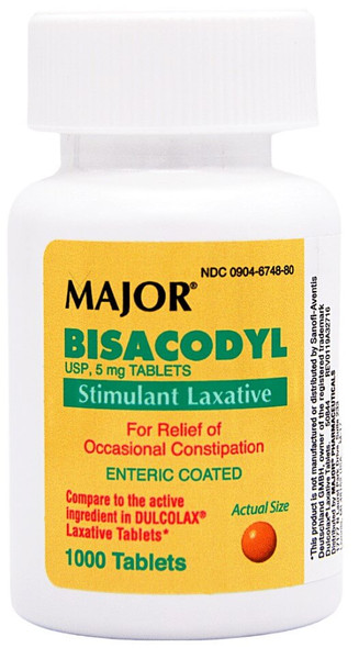 Major Bisacodyl Laxative - 1000 Tablets (Dulcolax) Old Bottle