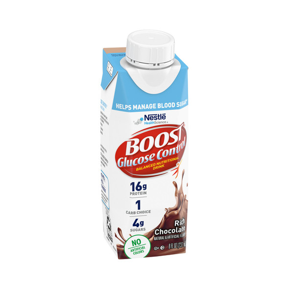 Boost® Glucose Control Chocolate Oral Supplement, 8 oz. Carton Left Side