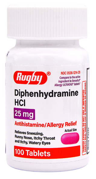 Rugby Diphenhydramine HCl 25 mg - 100 Tablets | Benadryl Allergy Ultratabs