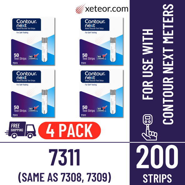 Ascensia Contour Next 7311 - 50 Blood Glucose Test Strips (4 Pack) with free shipping. Replaces 7308 and 7309