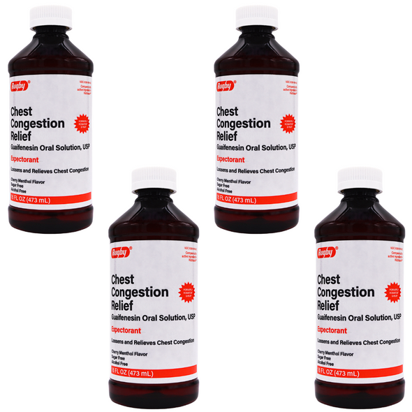 Rugby Chest Congestion Relief Guaifenesin 100mg Cough Syrup | Robitussin (4 Pack)