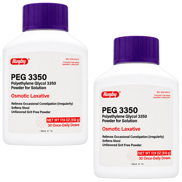 Rugby PEG Polyethylene Glycol 3350 Powder Osmotic Laxative - 17.9 oz | Miralax (2 Pack)