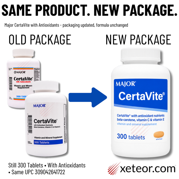 Major CertaVite with Antioxidants new bottle vs old bottles