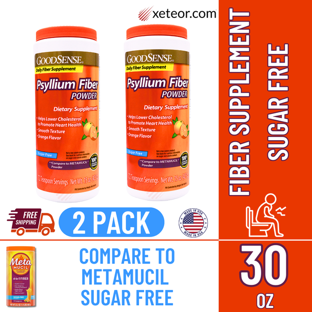 GoodSense Psyllium Fiber Powder Sugar Free - 2 pack with free shipping
