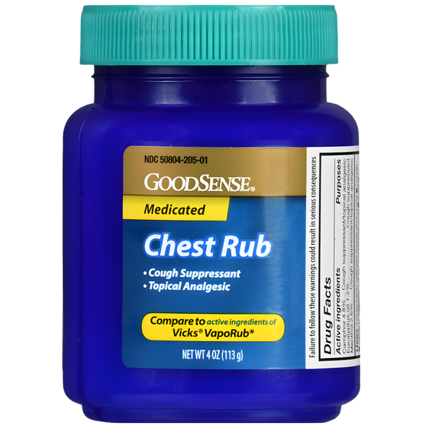 GoodSense Medicated Chest Rub 4 oz Jar - Compare to Vicks VapoRub Original - Cough Suppressant & Topical Analgesic