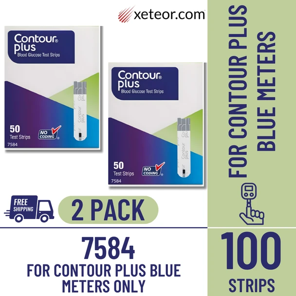 Ascensia Contour Plus 7584 - 100 Test Strips with free shipping