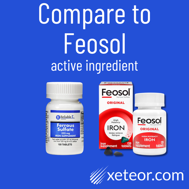 Reliable 1 Ferrous Sulfate 325 mg - 100 Tablets | Compare to active ingredient in Feosol