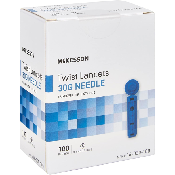 McKesson Twist Lancets 30 Gauge Needle - 100 Lancets front angle
