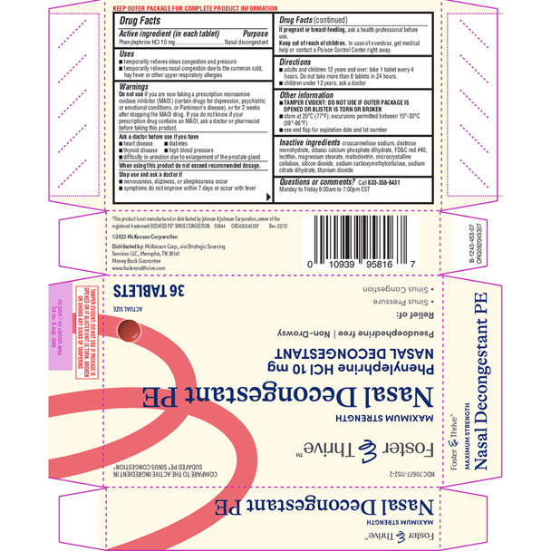 Foster & Thrive Nasal Decongestant PE10 mg - 36 Tablets | Compare to Sudafed PE - full carton