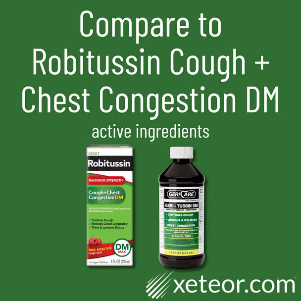 Geri-Care Geri-Tussin DM Cough Syrup – 16 fl oz | Compare to Robitussin DM Active Ingredient