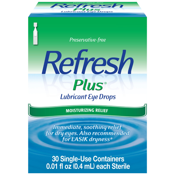 Refresh Plus Lubricant Eye Drops - 30 Single-Use Containers | Preservative Free
