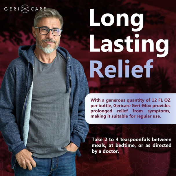 Man experiencing long lasting heartburn relief after taking generic Maalox antacid.