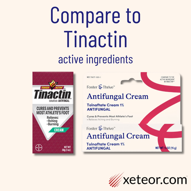 Foster & Thrive Antifungal Cream Tolnaftate 1% - 0.5 oz | Compare to Tinactin Active Ingredient