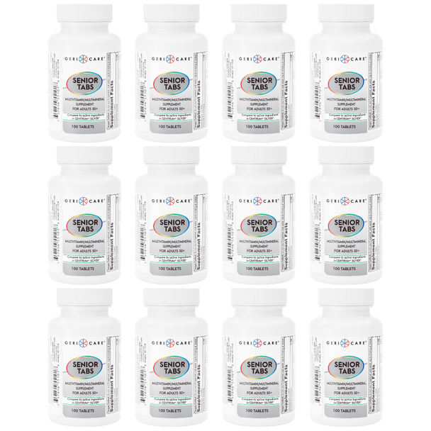 Geri-Care Senior Tabs Multivitamin for Adults 50 Plus - 100 Tablets | Compare to Centrum Silver (12 Pack)