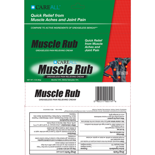Care All Muscle Rub Cream - 3 oz | Compare to Greaseless Bengay Full Box