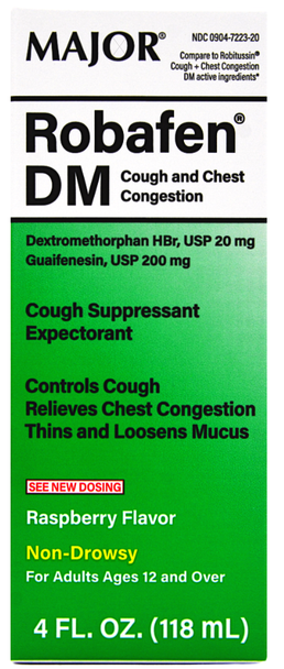 Major Robafen DM Raspberry Flavor Non-Drowsy - 4 Fl Oz (Robitussin DM) 