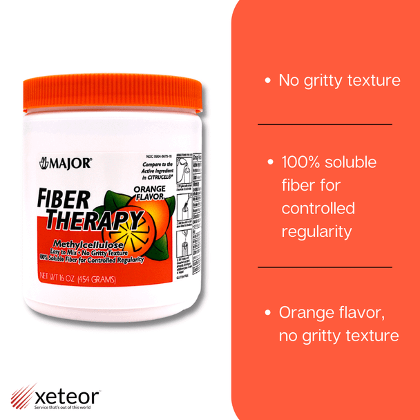 Major Fiber Powder Therapy Methylcellulose Orange Flavor - 16oz (Citrucel) Features