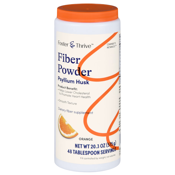 Foster & Thrive Fiber Powder Psyllium Husk Smooth Texture Orange 20.3 oz canister product image