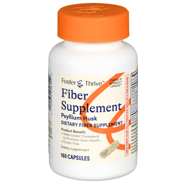 Foster & Thrive Fiber Supplement Psyllium Husk 160 Capsules front angle view