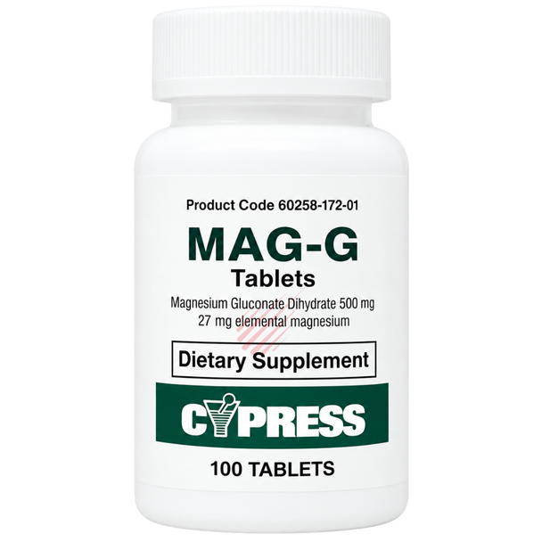 Cypress Mag-G Magnesium Gluconate 500 mg - 100 Tablets