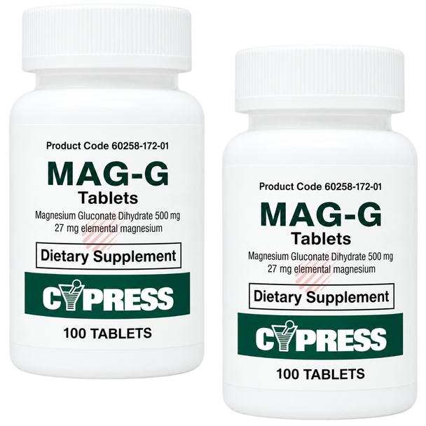Cypress Mag-G Magnesium Gluconate 500 mg - 100 Tablets (2 Pack)