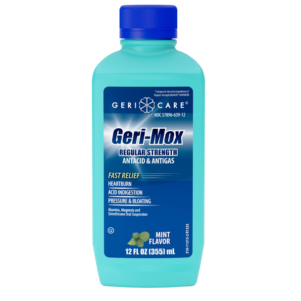 Geri-Care Geri-Mox Antacid & Anti-Gas Liquid, Mint Flavor – 12 fl oz| Compare to Maalox® Advanced