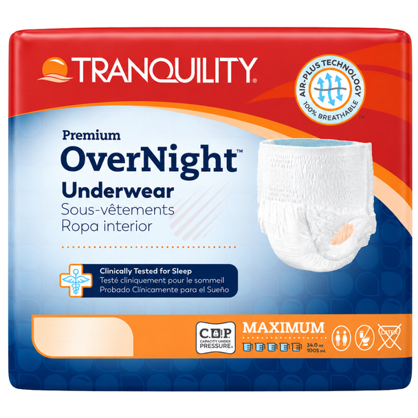 Tranquility Premium OverNight adult incontinence underwear for heavy overnight protection