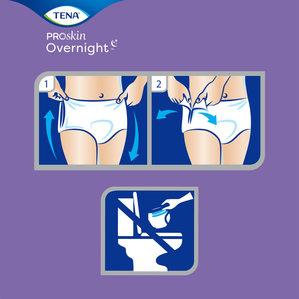 Tena ProSkin Overnight™ Absorbent Underwear Super Protective Disposable - Heavy Absorbency - directions