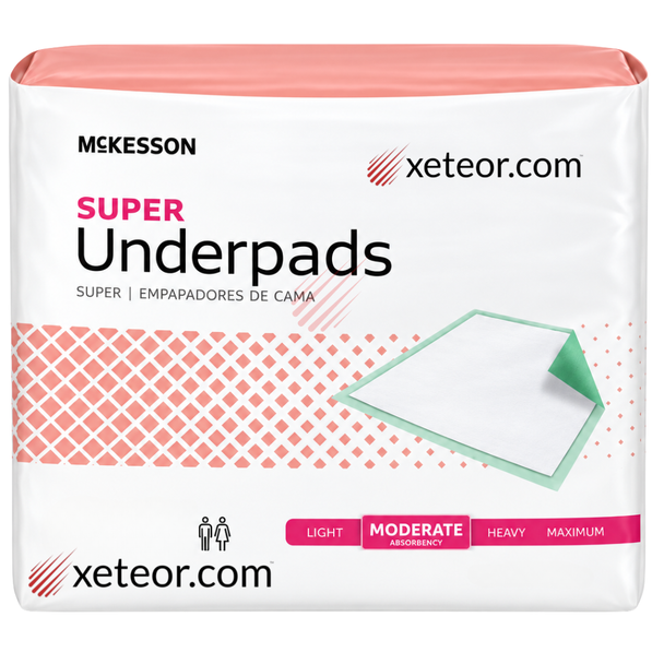 McKesson Super Underpads - 10 Pads | Moderate Absorbency - Xeteor