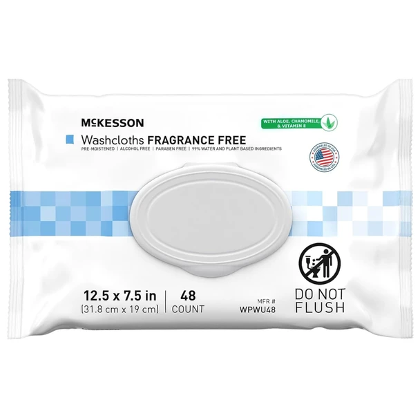 McKesson Fragrance-Free Personal Cleansing Washcloths 48 Count soft pack