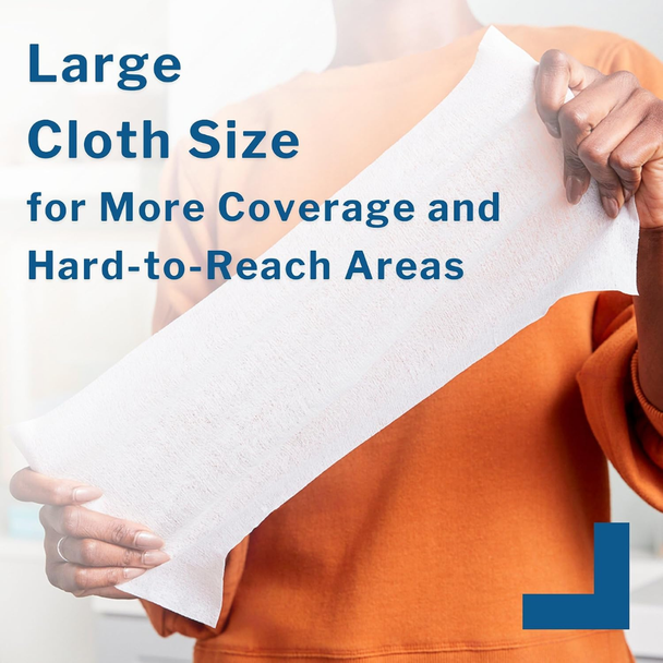 McKesson personal cleansing washcloth showing large 12.5 x 7.5 inch cloth size