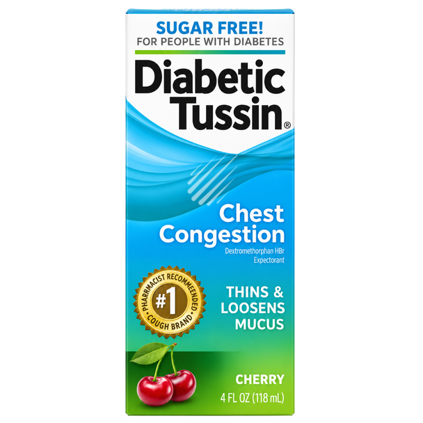 Diabetic Tussin Chest Congestion Cough Syrup - 4 fl oz | Sugar Free Cherry Flavor