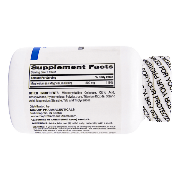 Major Magnesium 500 mg - 100 Tablets | Gluten & Wheat Free