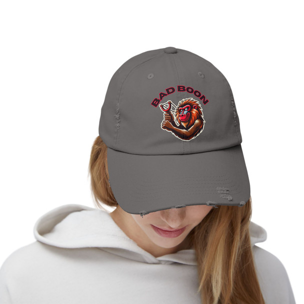 Bad Baboon Hat | Distressed Cap with Bold Cartoon-Style