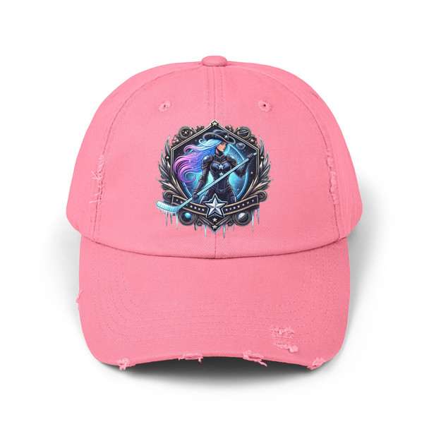 Cowgirl Hockey Player - Distressed Cap | The Cosmic Cowgirl Crest Design