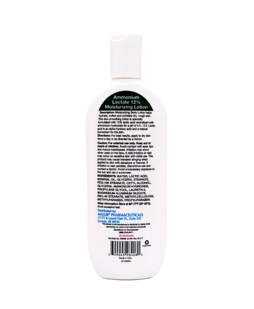 Major Ammonium Lactate 12% Moisturizing Lotion Back Side