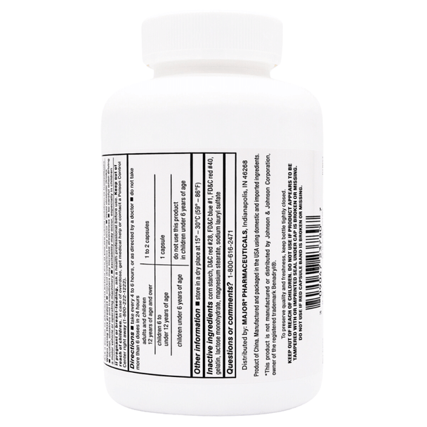 Major Banophen Diphenhydramine 25mg, 1000 Capsules Alternative  Benadryl Drug Facts Direction
