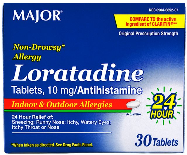 Major Non-Drowsy Allergy Relief Loratadine 10 mg - 30 Tablets (Claritin)