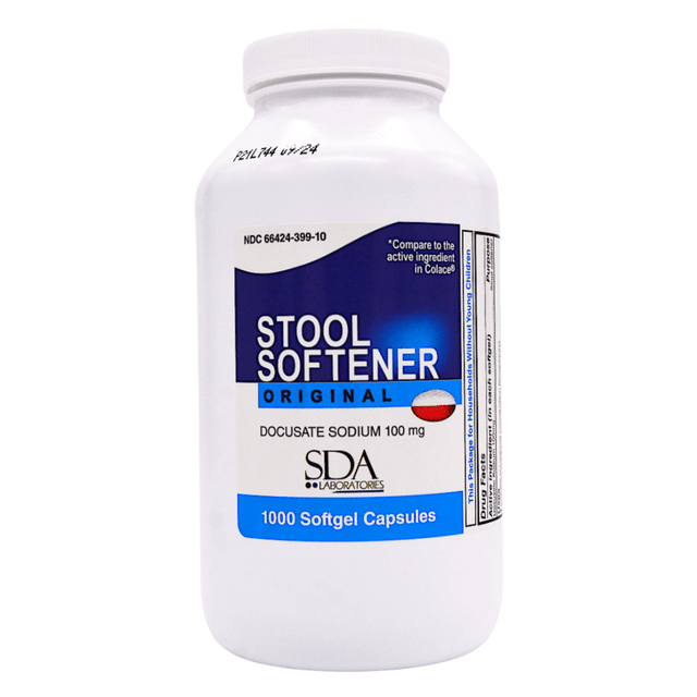 SDA Stool Softener Original Docusate Sodium 100 mg 1000 Softgel