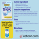 Geri-Care Artificial Tears infographic highlighting active ingredients and usage directions.