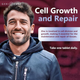 Lifestyle image of a smiling man with an overlay explaining how Geri-Care Zinc 50 mg supports cell growth and repair.