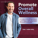 Lifestyle image of a smiling man, featuring text highlighting how taking one tablet daily of Geri-Care Vitamin C 500 mg promotes overall wellness.