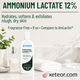 Major Ammonium Lactate 12% Moisturizing Lotion 8 oz lifestyle image for rough, dry skin with fragrance-free and compare to AmLactin details