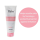 Thera Calazinc Body Shield graphic explaining that it helps soothe skin by forming a protective barrier against irritation