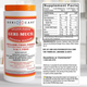 Geri-Care Geri-Mucil Orange Flavor 13 oz canister next to a detailed panel of supplement facts and ingredients