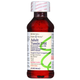 Amber liquid cough syrup bottle of Foster & Thrive Adult Tussin DM with white cap and dosage cup.