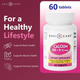 Infographic displaying the Geri-Care Calcium bottle alongside bullet points detailing its benefits for supporting a healthy lifestyle.