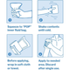 Four-step illustrated diagram showing how to use a McKesson Instant Cold Compress: squeeze, shake, and apply.