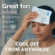 Woman applying a McKesson disposable ice pack to her forehead to cool off and relieve a headache.