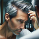Older man with gray hair looking distressed from scalp irritation before using Sebex Shampoo